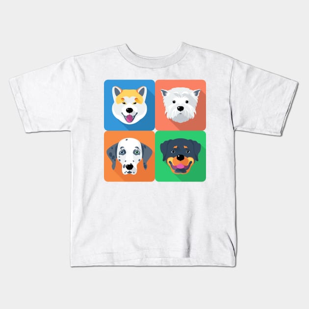 dog icon flat design Kids T-Shirt by kavalenkava